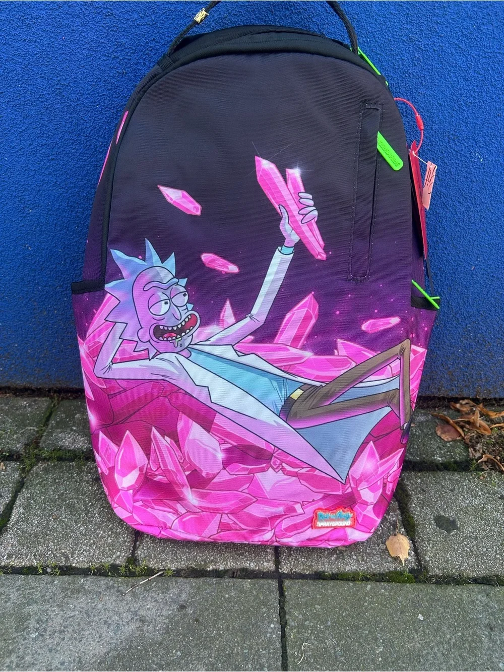 Sprayground Pink Black Rick and Morty Crystal Print Kids Backpack